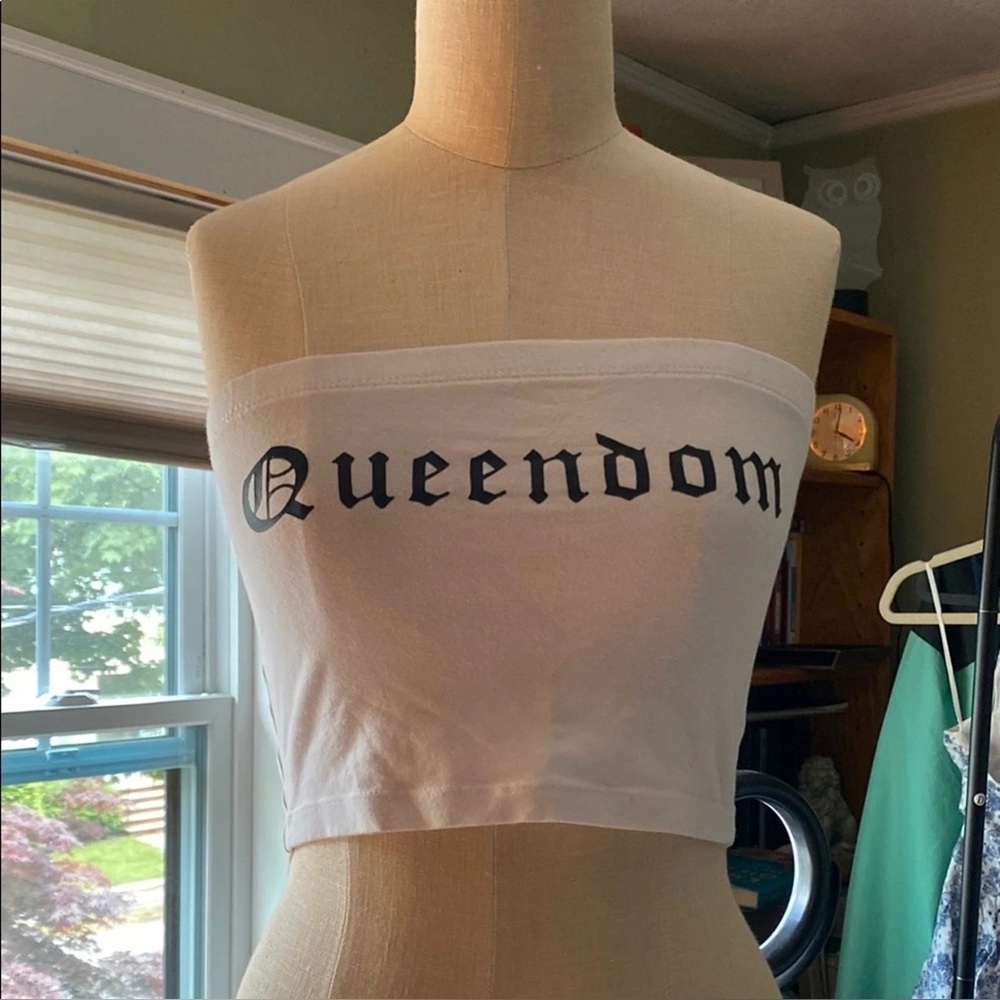 Forever 21 White 'Queendom' Tube Top